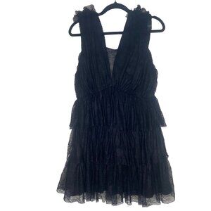 Fate Lace Tiered Mini Dress Size XL Black Dark Romantic Whimsygoth Witchy